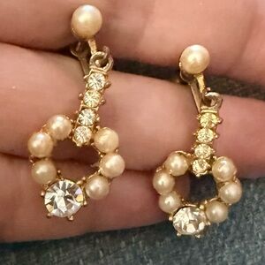 Vintage Screwback Dangle Heart Earrings